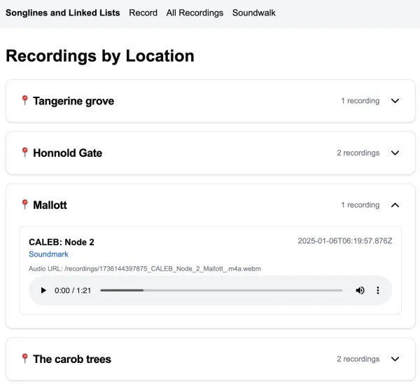 Songlines and linked lists
