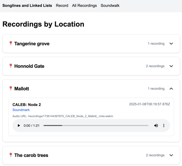 Songlines and linked lists